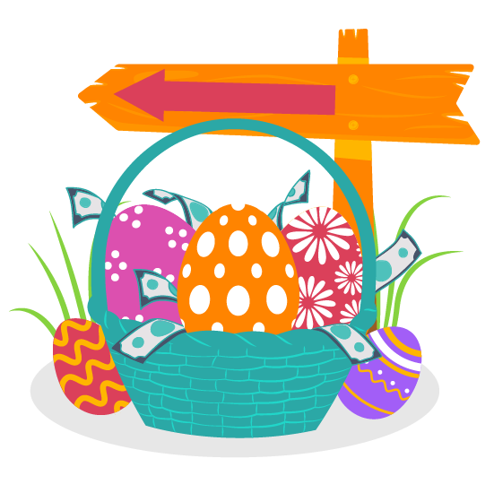 vector easter egg hunt basket with cash