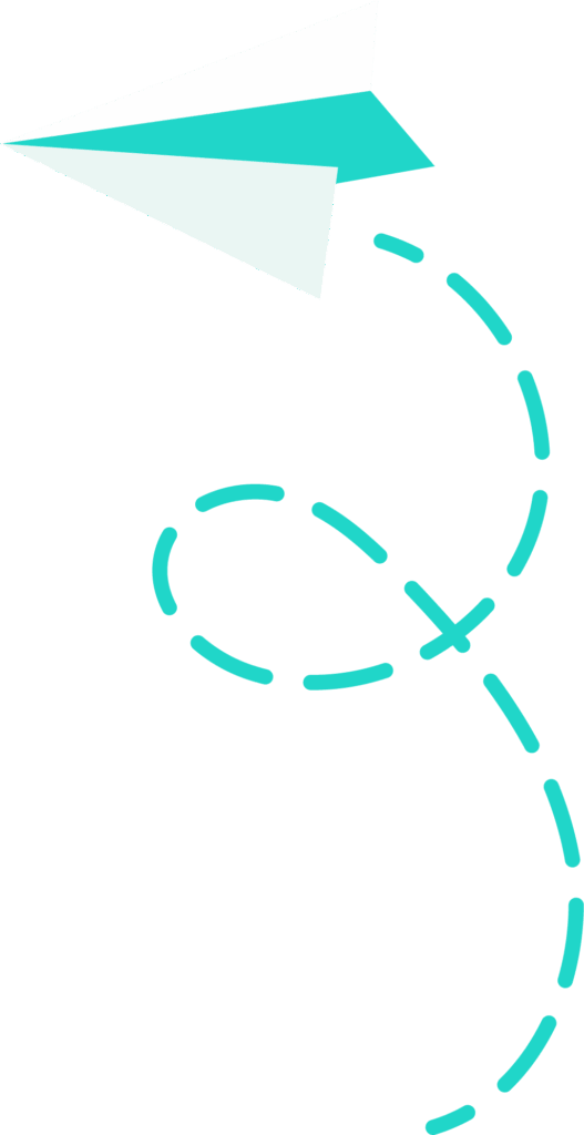 paper plane with dashed tail