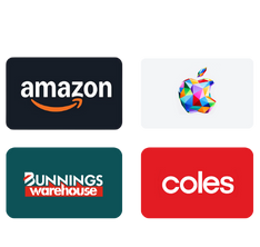 giftcards Amazon, bunnings, coles, apple